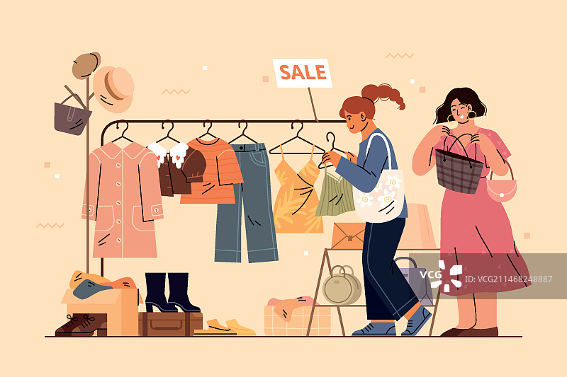 手绘旧货店插画图片素材