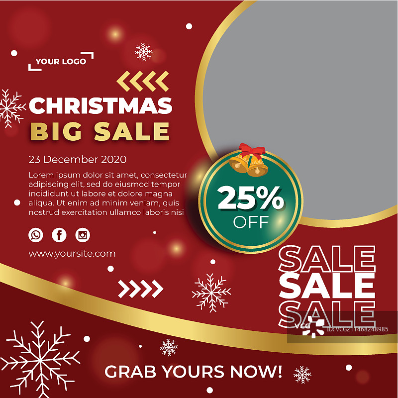 圣诞节促销广告方形宣传单模板图片素材