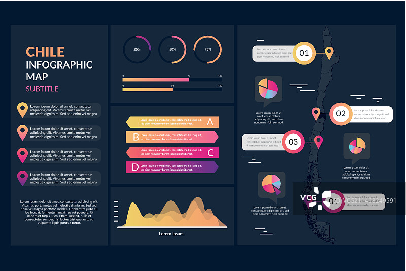 渐变智利地图信息图图片素材