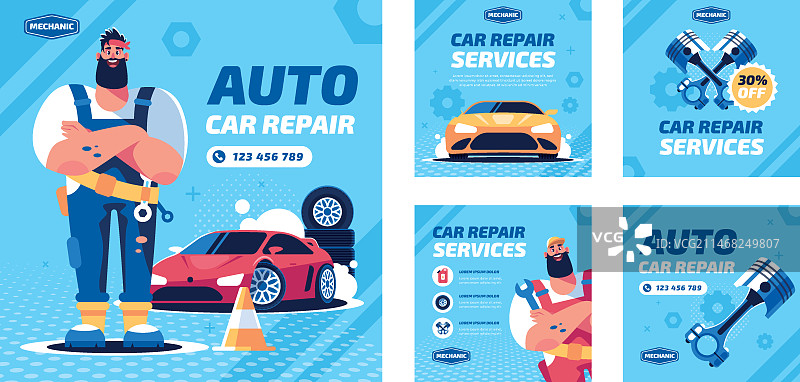 逼真汽修技工Instagram帖子模板图片素材
