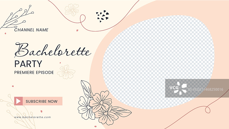 手绘单身派对YouTube缩略图图片素材