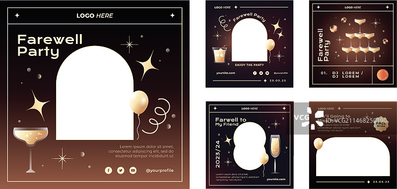 渐变告别派对Instagram帖子图片素材