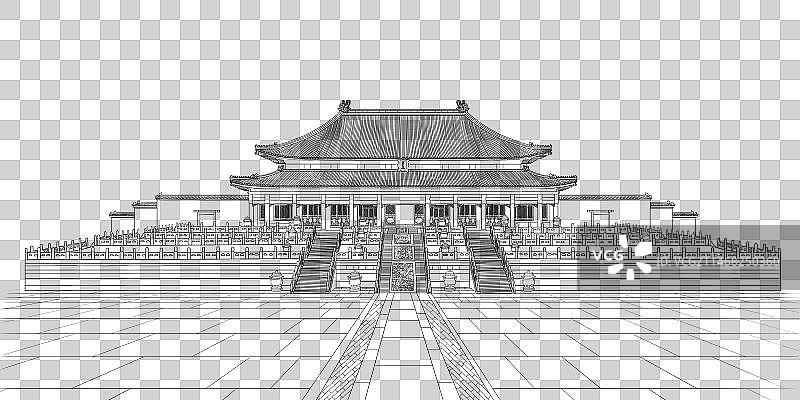 故宫太和殿线稿元素图片素材