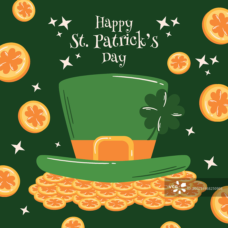 扁平风格圣帕特里克节庆祝插画图片素材
