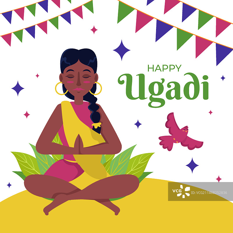 扁平风格的乌加迪节插画图片素材