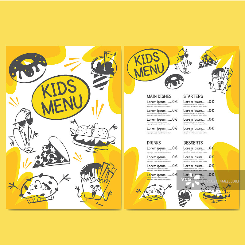儿童餐厅菜单模板图片素材
