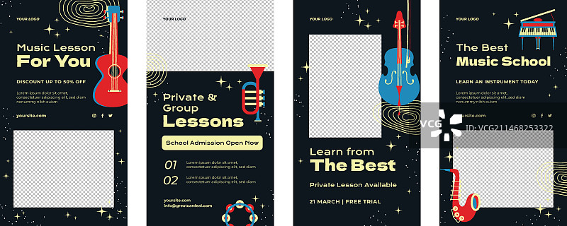 扁平风格音乐学校模板图片素材