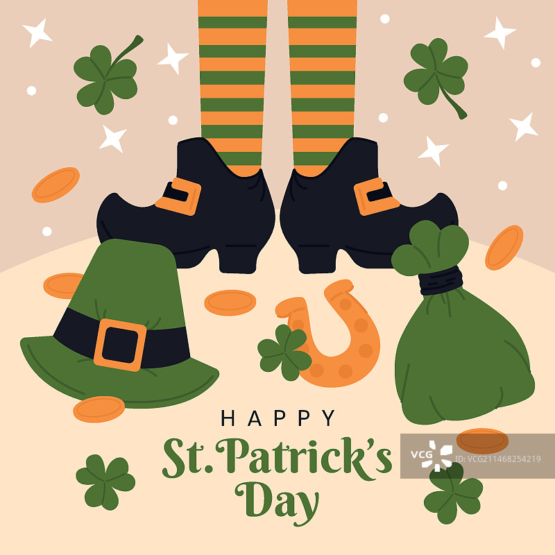 扁平圣帕特里克节插画图片素材