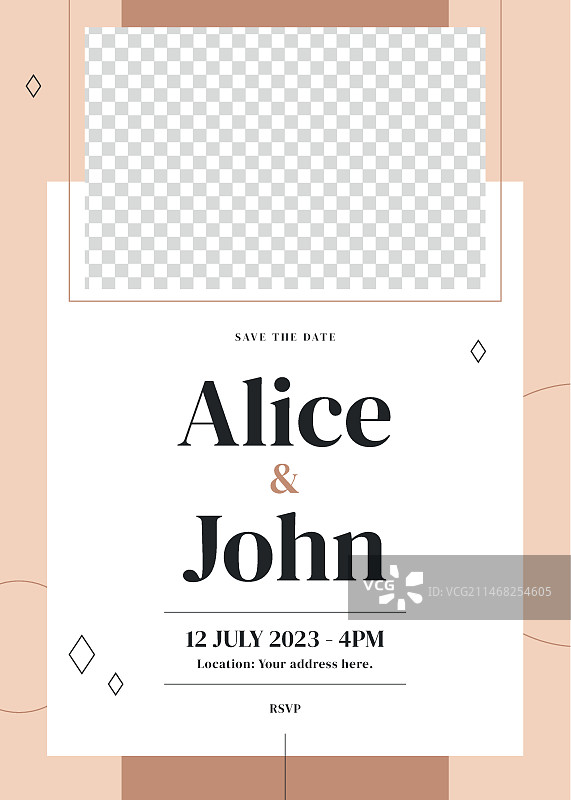 扁平简约婚礼海报模板图片素材