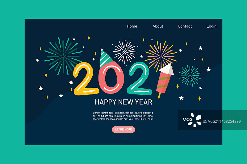 手绘新年着陆页模板图片素材