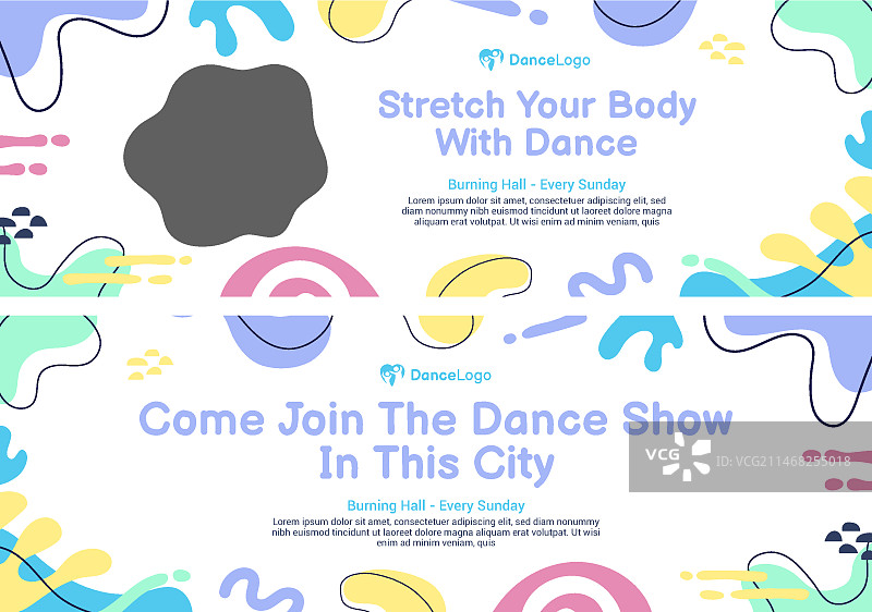 扁平风舞蹈表演横幅套装图片素材