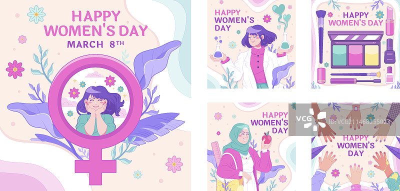 国际妇女节Instagram帖子合集图片素材