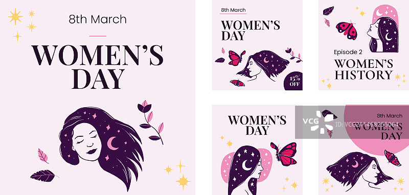 国际妇女节Instagram帖子合集图片素材
