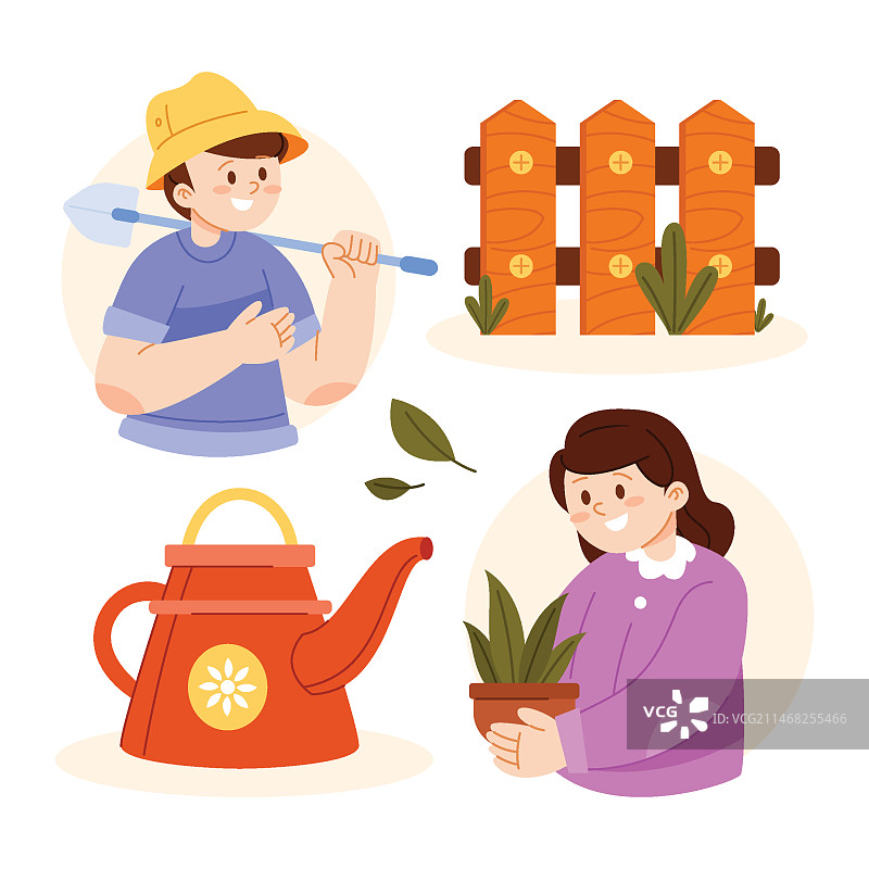 手绘扁平风格植树节元素合集图片素材