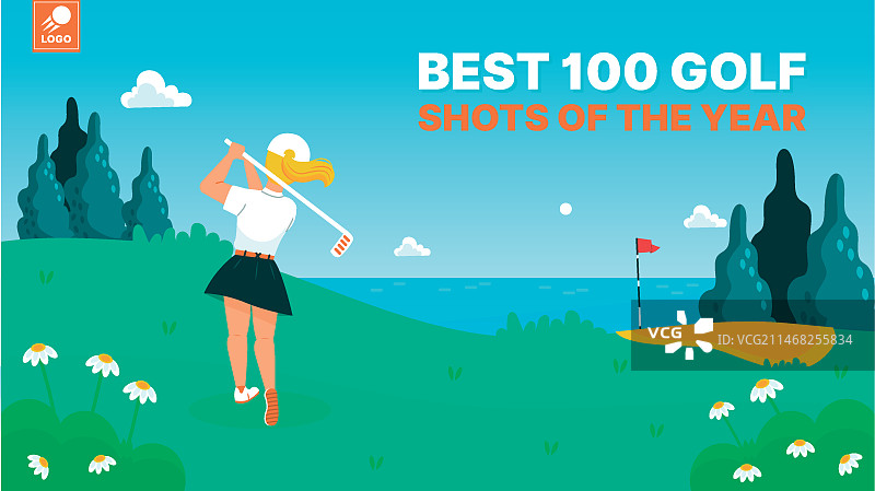 手绘高尔夫球杆YouTube缩略图模板图片素材