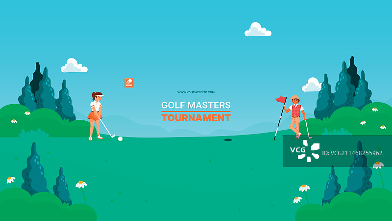 手绘高尔夫球杆YouTube频道素材图片素材