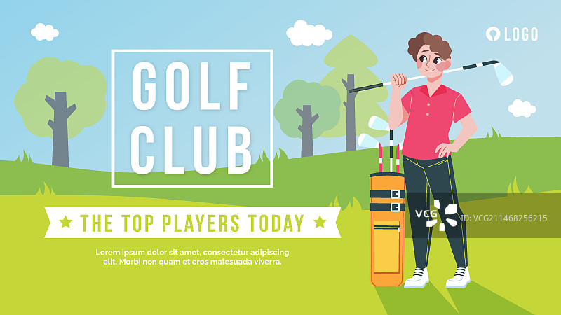 手绘高尔夫球杆YouTube缩略图图片素材