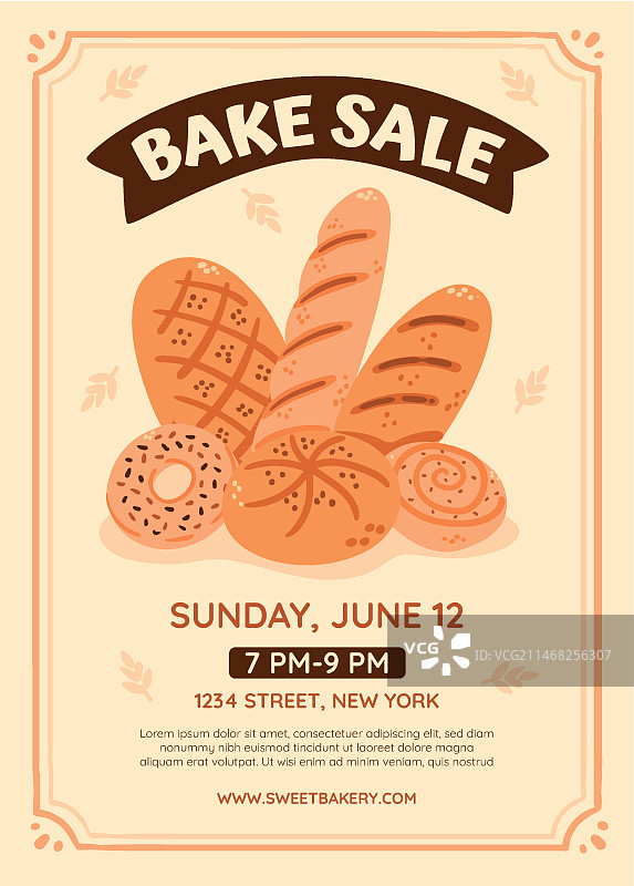 手绘扁平风烘焙义卖宣传单图片素材
