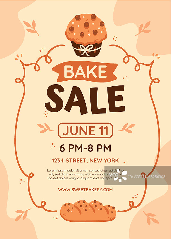 手绘扁平风烘焙义卖宣传单图片素材