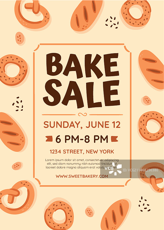 手绘扁平风烘焙义卖宣传单图片素材