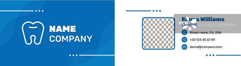 扁平风格牙科诊所横版名片图片素材