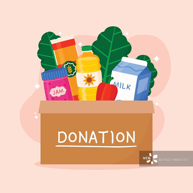 手绘扁平风格食物银行插画图片素材