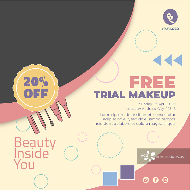 美容院宣传单正方形图片素材