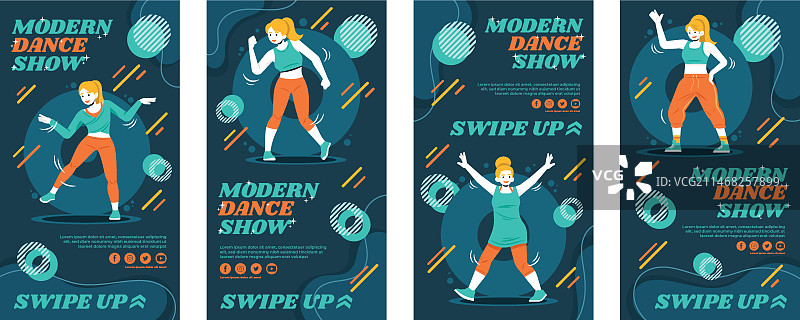 手绘动感舞蹈表演Instagram帖子图片素材