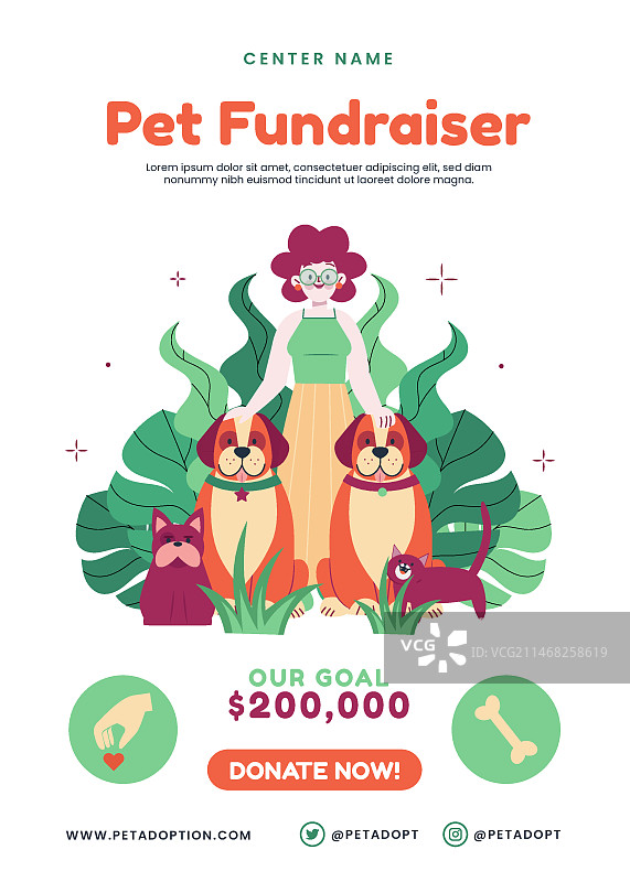 手绘扁平化设计募捐宣传单图片素材