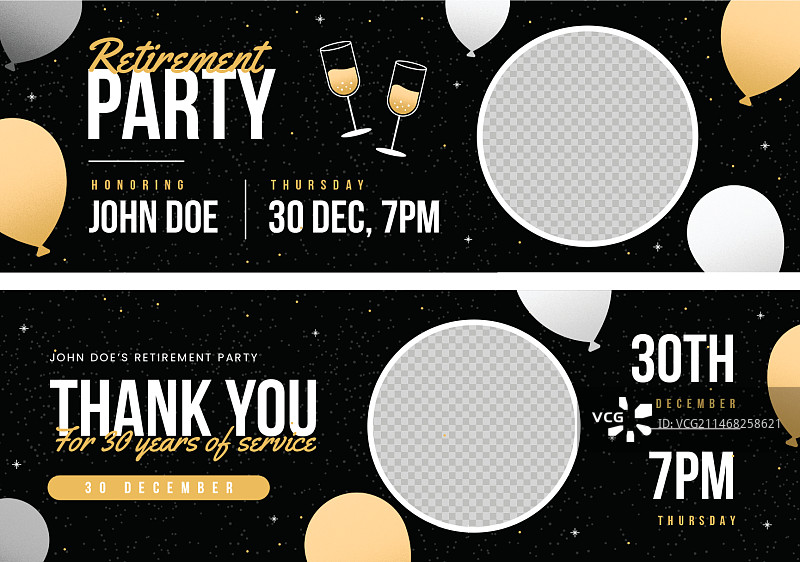 扁平风格退休派对横幅banner图片素材