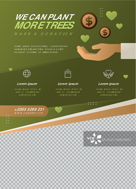 渐变色慈善筹款宣传单模板图片素材