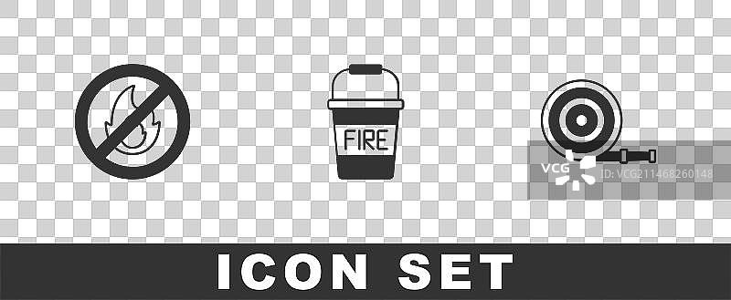 禁止火灾消防桶和卷盘图标图片素材