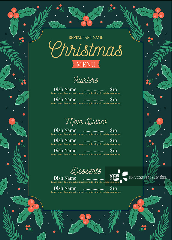 复古圣诞节菜单模板图片素材