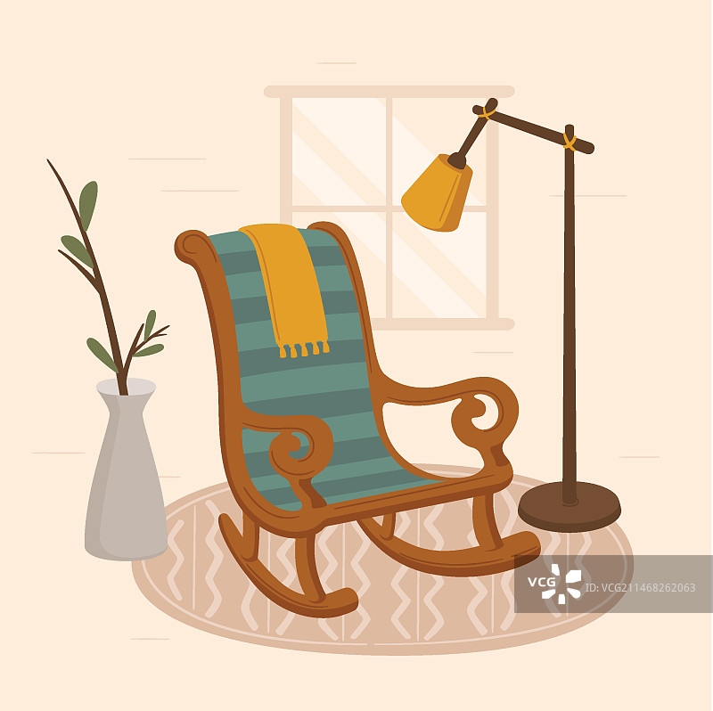 手绘摇椅插画图片素材