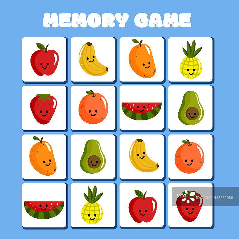 手绘记忆游戏卡片图片素材