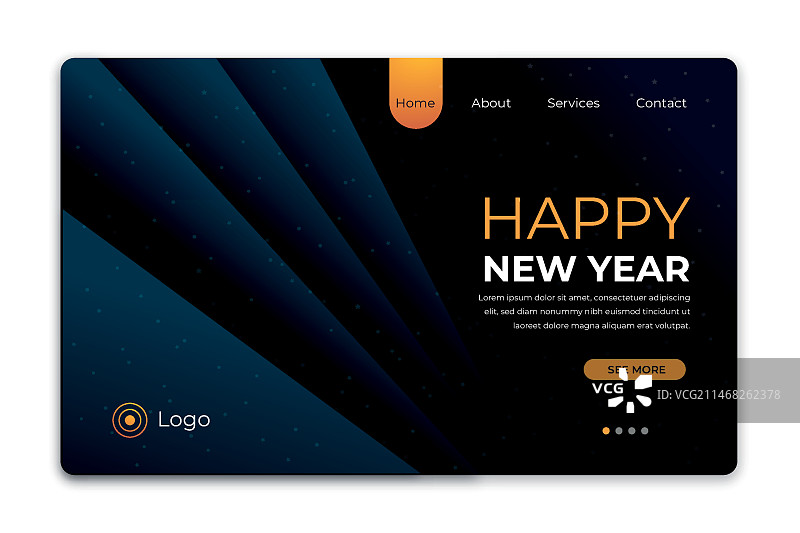 扁平风格2021新年着陆页模板图片素材