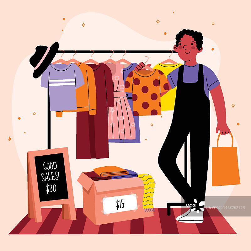 手绘旧货店插画图片素材