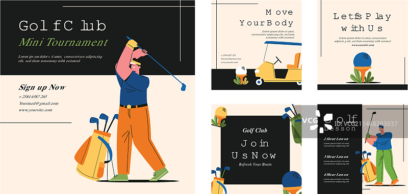 手绘高尔夫球杆Instagram帖子图片素材