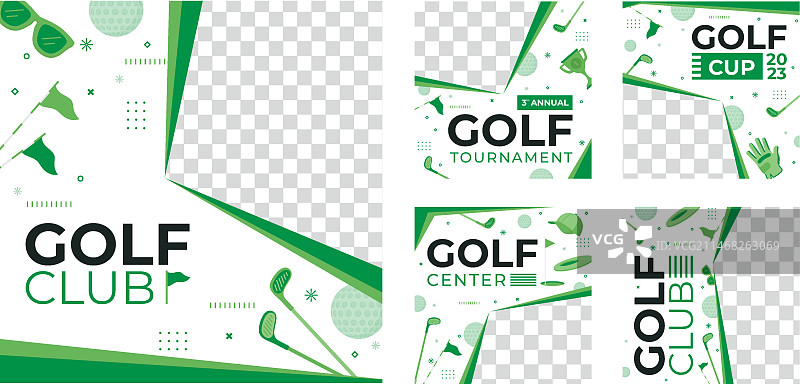 扁平风格高尔夫俱乐部Instagram帖子图片素材