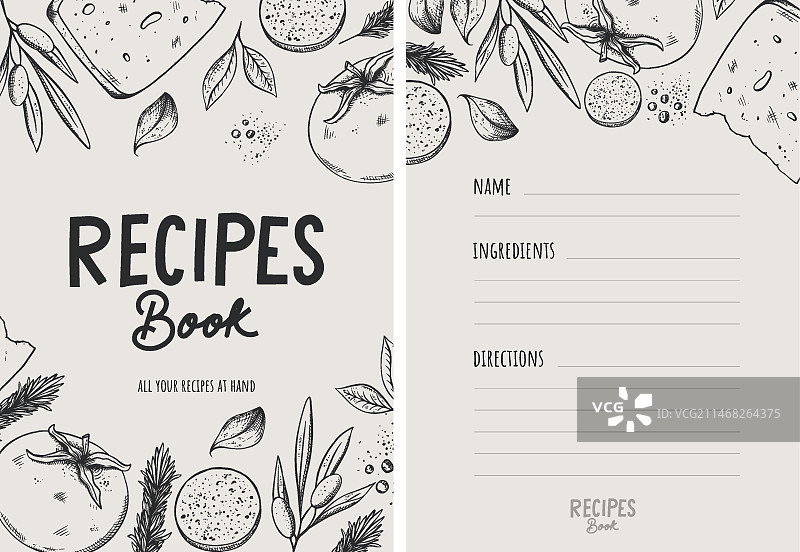 手绘扁平风格食谱书图片素材