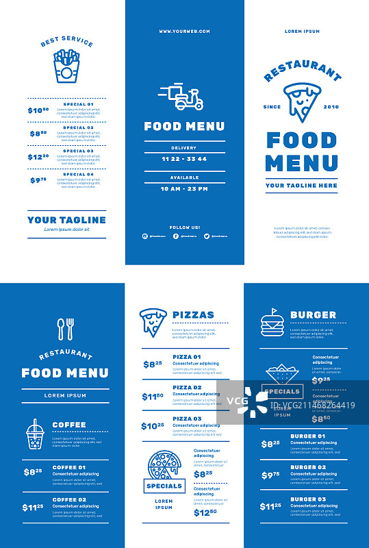 扁平风格三折菜单模板图片素材