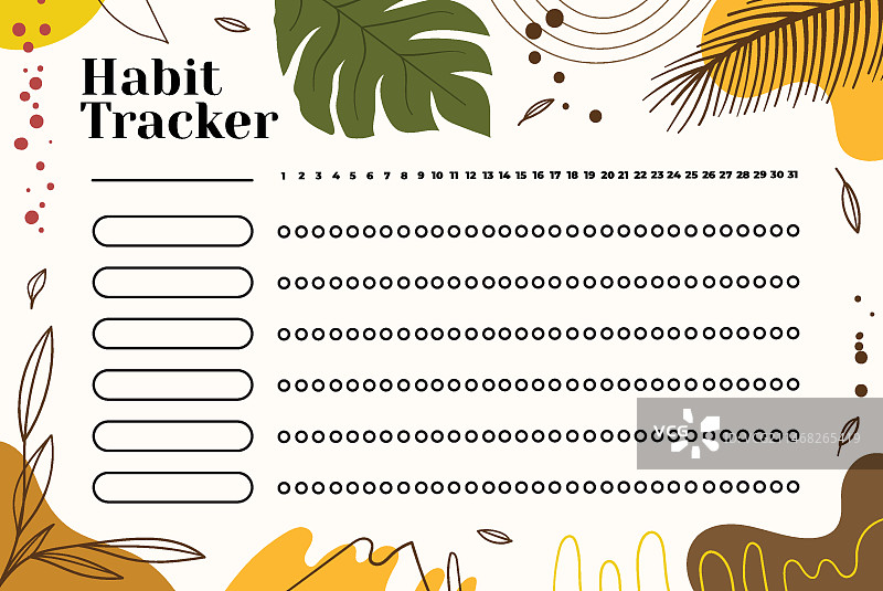 热带背景习惯追踪器图片素材
