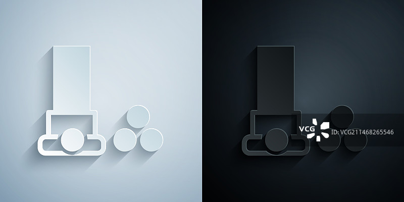 灰色背景上的剪纸风格墨盒图标图片素材