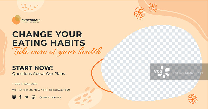 手绘营养师建议Facebook模板图片素材