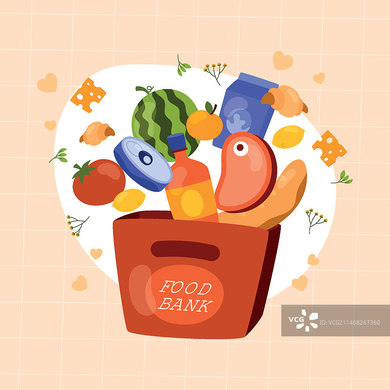 手绘食物银行插画图片素材