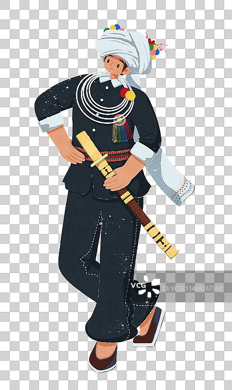 阿昌族佩戴户撒刀的男性图片素材