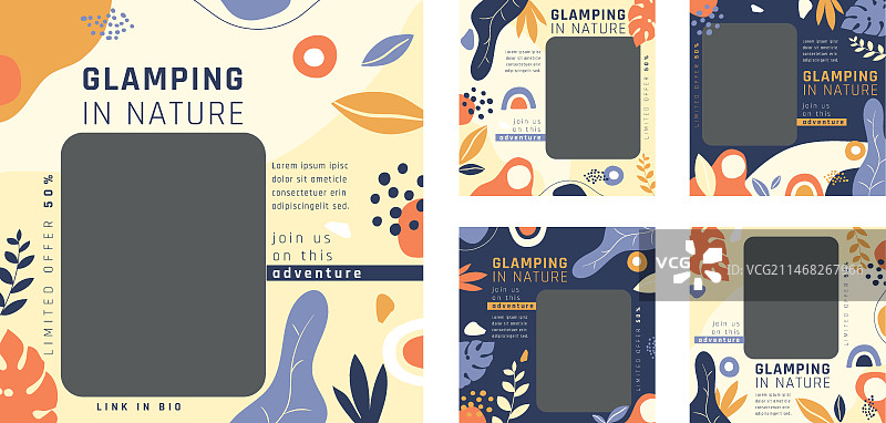 植物主题豪华露营Instagram帖子纹理图片素材