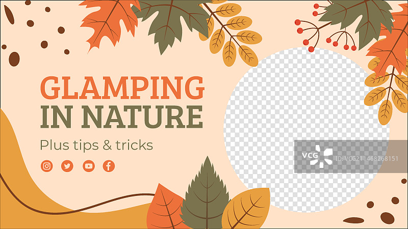 扁平风格植物豪华露营YouTube缩略图图片素材