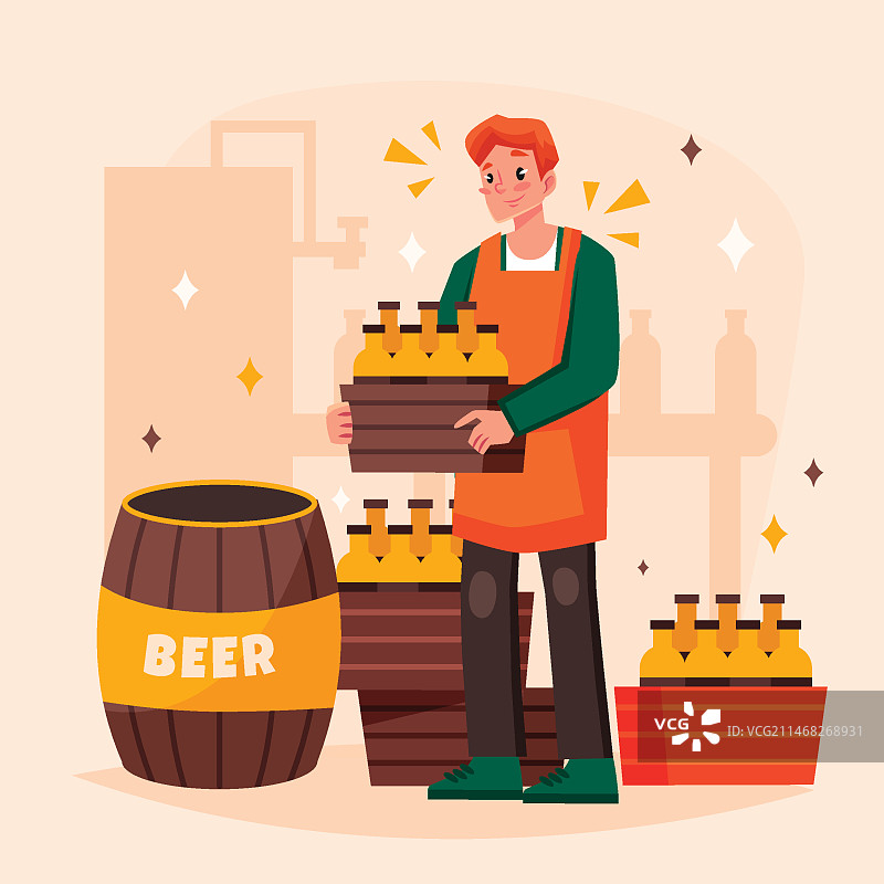 扁平风格啤酒厂插画图片素材