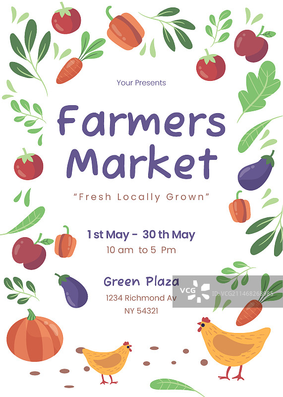 手绘扁平风农贸市场海报图片素材